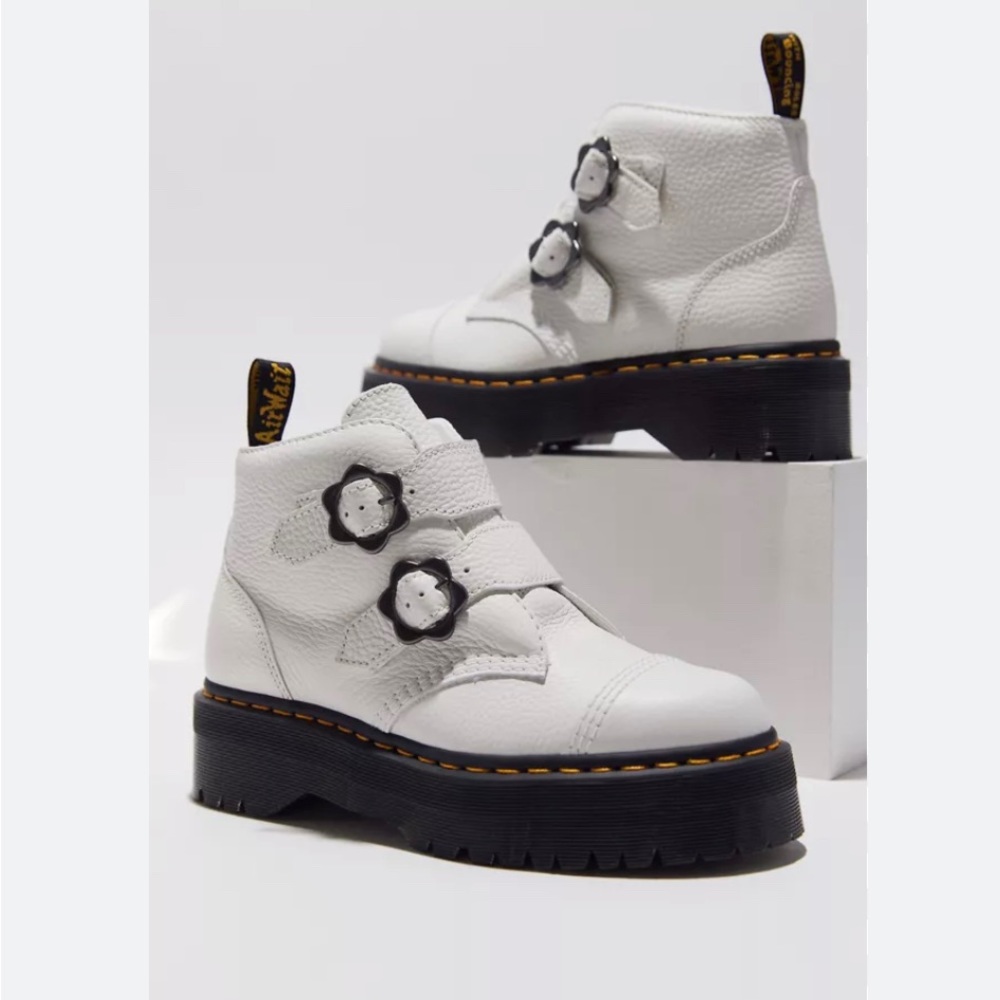 Dr. Martens White and Black Combat Boots